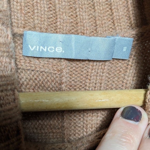 Vince Mixed Rib Wool & Cashmere Sleeveless Turtleneck Sweater Pink Size XS - Picture 9 of 11